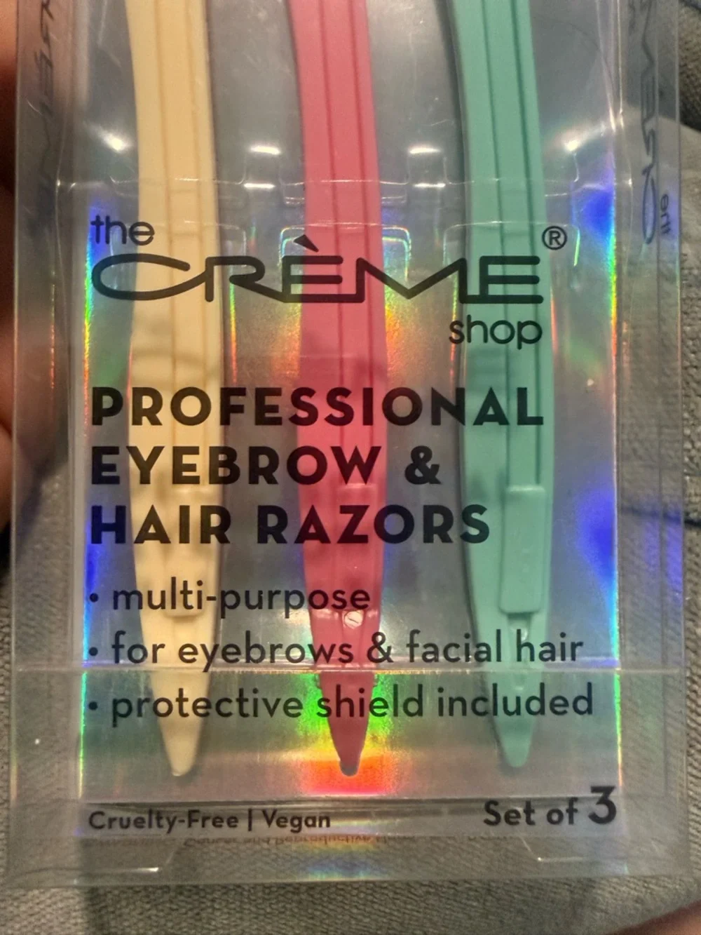 The Crème Shop Professional Eyebrow & Hair Razors - Pastel Yellow, Pink & Mint